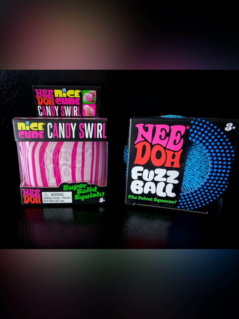 NeeDoh BUNDLE Nice Cube Candy Swirl Fuzz Ball Nee Doh squishy fidget squeeze